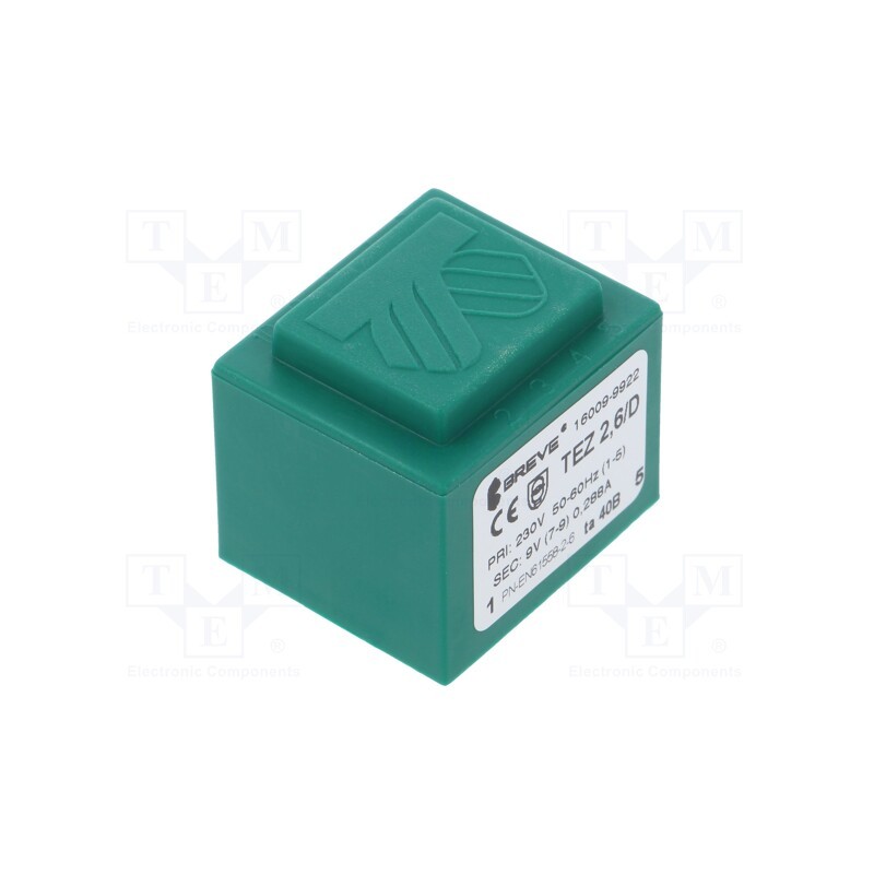 1 pcs x BREVE TUFVASSONS - TEZ2.6/D230/9V TA40 - Transformer: encapsulated, 2.6VA, 230VAC, 9V, 289mA, PCB, IP00, TEZ