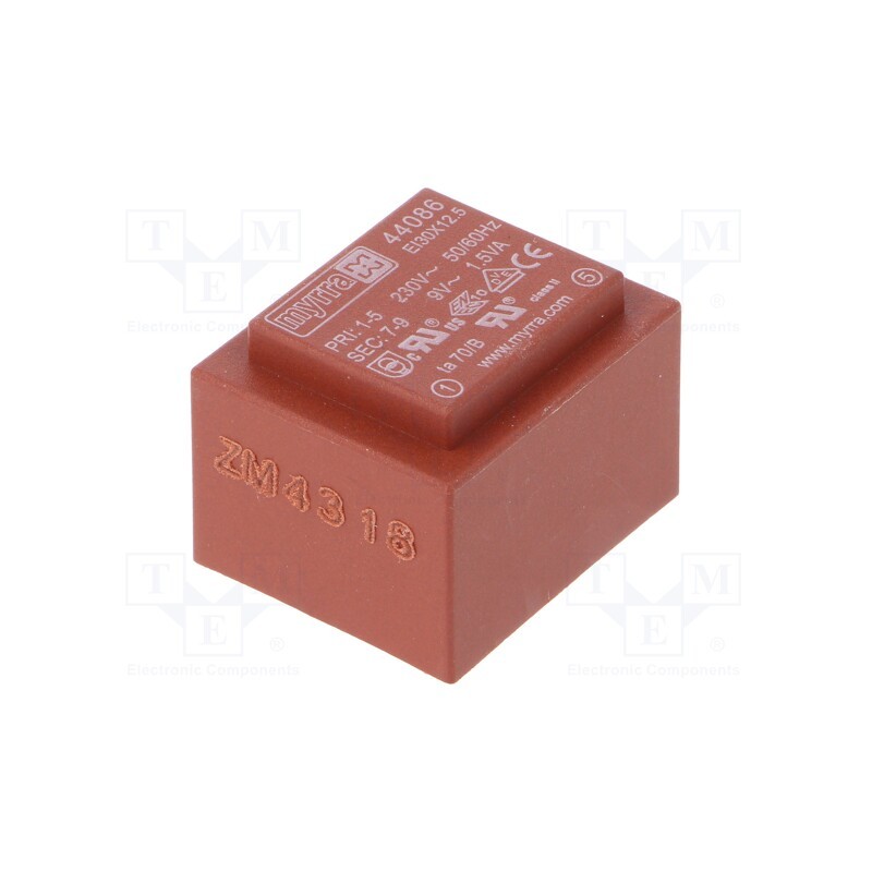 1 pcs x MYRRA - 44086 - Transformer: encapsulated, 1.5VA, 230VAC, 9V, 167mA, PCB
