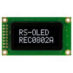 1 pcs x RAYSTAR OPTRONICS - REC000802AWPP5N00100 - Display: OLED, alphanumeric, 8x2, Dim: 58x32x10mm, white, PIN: 16