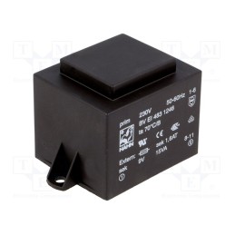 1 pcs x HAHN - BV EI 483 1246 - Transformer: encapsulated, 15VA, 230VAC, 9V, 1667mA, PCB, BVEI