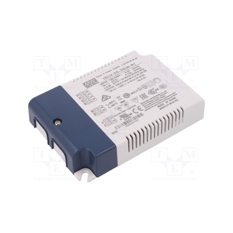 1 pcs x MEAN WELL - IDLV-25-36 - Power supply: switched-mode, LED, 25.2W, 36VDC, 0.7A, 90÷295VAC