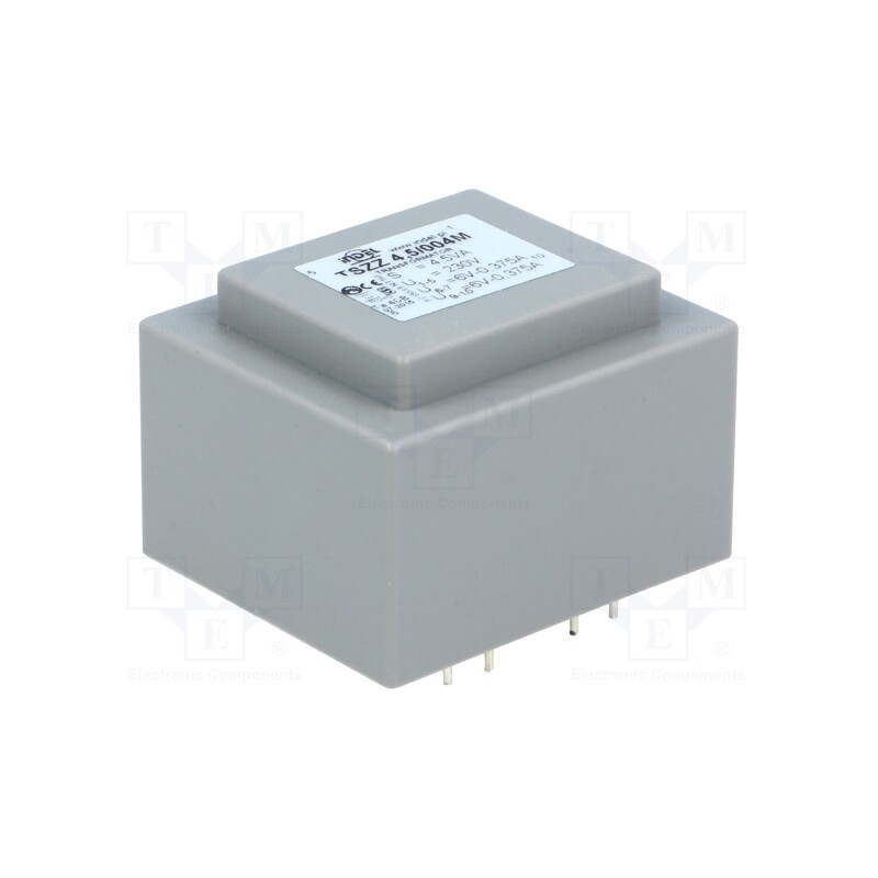 1 pcs x INDEL - TSZZ4.5/004M - Transformer: encapsulated, 4.5VA, 230VAC, 6V, 6V, 370mA, 370mA, PCB