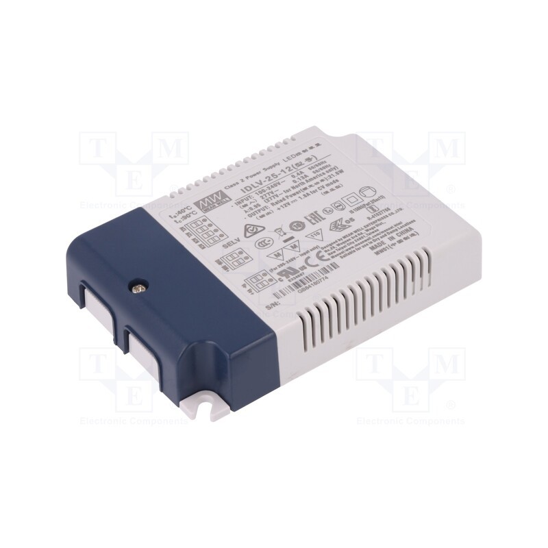 1 pcs x MEAN WELL - IDLV-25-12 - Power supply: switched-mode, LED, 21.6W, 12VDC, 1.8A, 90÷295VAC