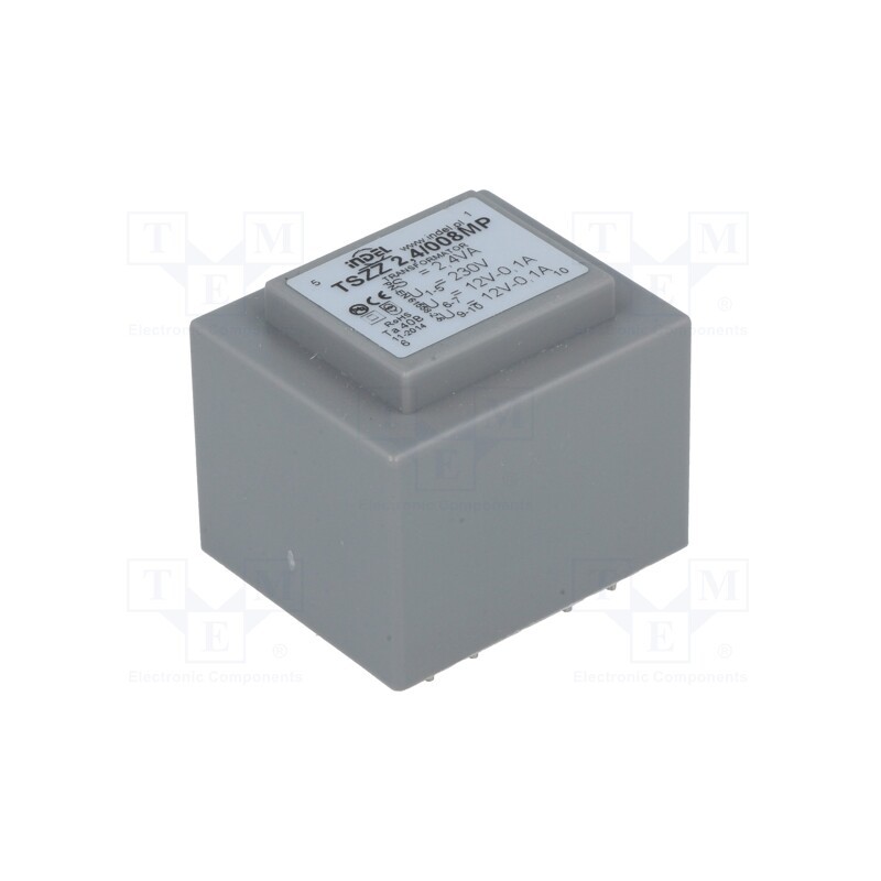 1 pcs x INDEL - TSZZ2.4/008MP - Transformer: encapsulated, 2.4VA, 230VAC, 12V, 12V, 100mA, 100mA