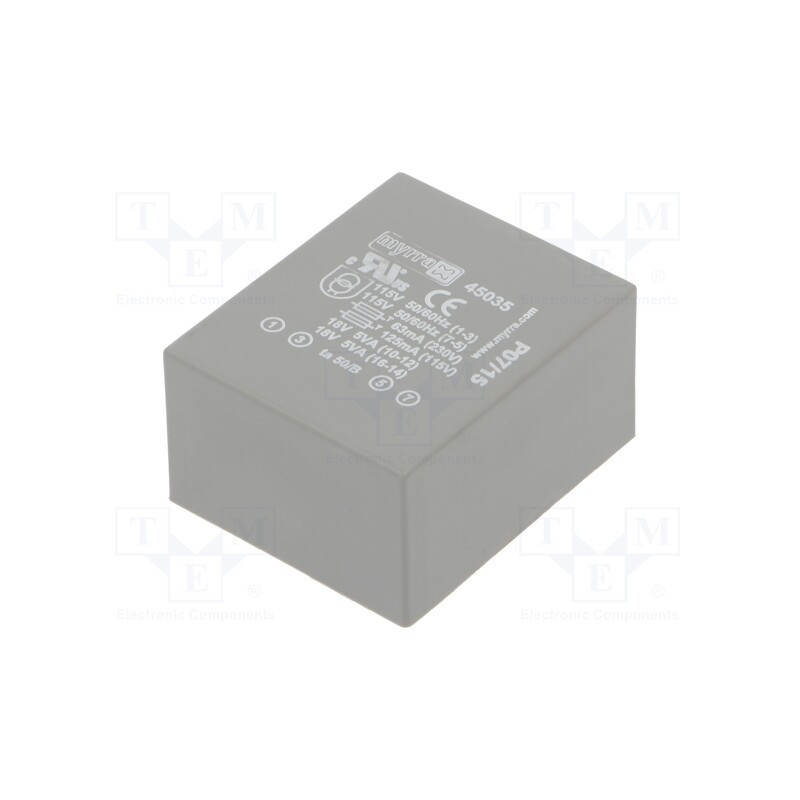 1 pcs x MYRRA - 45035 - Transformer: encapsulated, 10VA, 115VAC,230VAC, 18V, 18V, 278mA