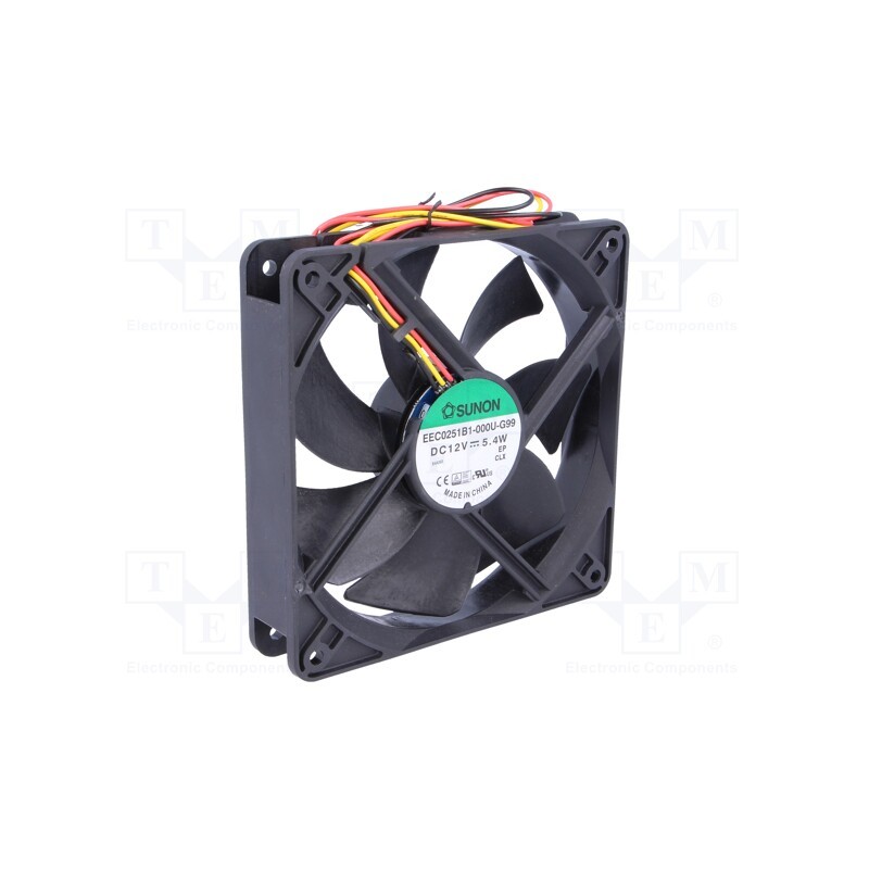 1 pcs x SUNON - EEC0251B1-000U-G99 - Fan: DC, axial, 12VDC, 120x120x25mm, 183.83m3/h, 44.5dBA, Len: 330mm