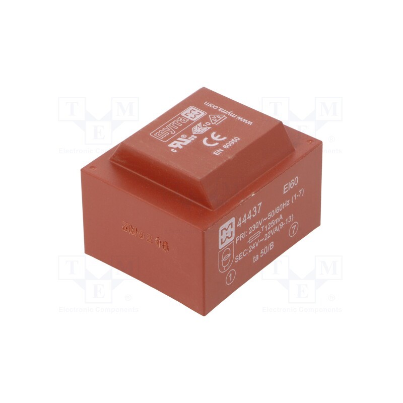 1 pcs x MYRRA - 44437 - Transformer: encapsulated, 22VA, 230VAC, 24V, 917mA, PCB