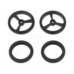 1 pcs x POLOLU - WHEEL FOR MICRO SERVO SPLINES 40×7MM - Wheel, black, Shaft: knurled, push-in,screw, Ø: 40mm, W: 7mm, 2pcs.