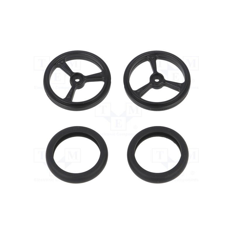 1 pcs x POLOLU - WHEEL FOR MICRO SERVO SPLINES 40×7MM - Wheel, black, Shaft: knurled, push-in,screw, Ø: 40mm, W: 7mm, 2pcs.