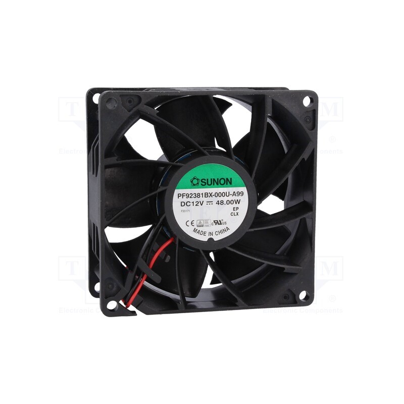 1 pcs x SUNON - PF92381BX-000U-A99 - Fan: DC, axial, 12VDC, 92x92x38mm, 309.89m3/h, 74.1dBA, Len: 300mm