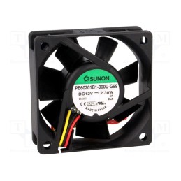 1 pcs x SUNON - PE60201B1-000U-G99 - Fan: DC, axial, 12VDC, 60x60x20mm, 46.72m3/h, 39dBA, ball bearing