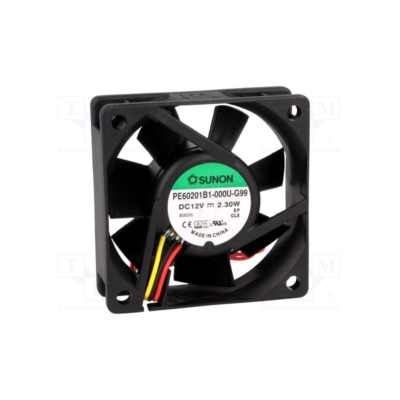 1 pcs x SUNON - PE60201B1-000U-G99 - Fan: DC, axial, 12VDC, 60x60x20mm, 46.72m3/h, 39dBA, ball bearing