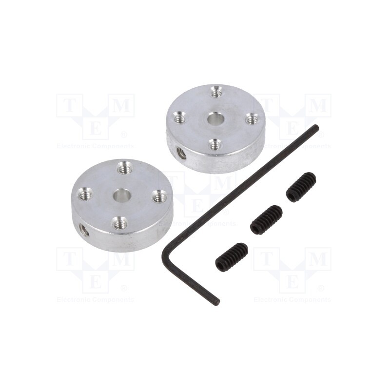 1 set x POLOLU - UNIVERSAL ALUMINUM MOUNTING HUB FOR 3MM - Bracket wheel, Kit: adapter,allen wrench,mounting screws, 2pcs.