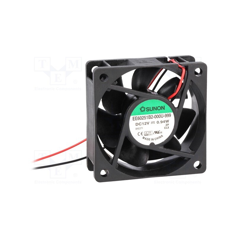 1 pcs x SUNON - EE60251B2-000U-999 - Fan: DC, axial, 12VDC, 60x60x25mm, 32.62m3/h, 30dBA, ball bearing
