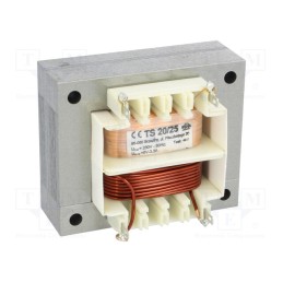 1 pcs x INDEL - TS 20/25 - Transformer: mains, 20VA, 230VAC, 6V, 3.3A, Leads: solder lugs, IP00