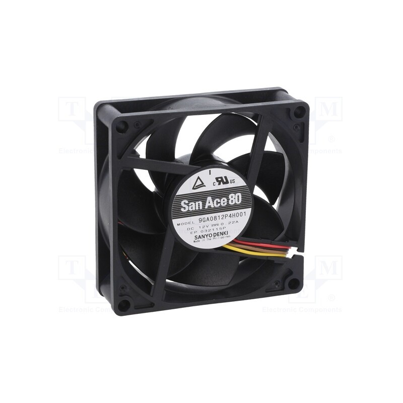 1 pcs x SANYO DENKI - 9GA0812P4H001 - Fan: DC, axial, 12VDC, 80x80x25mm, 87.6m3/h, 37dBA, ball bearing