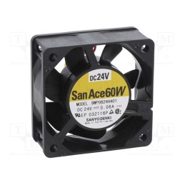 1 pcs x SANYO DENKI - 9WP0624H401 - Fan: DC, axial, 24VDC, 60x60x25mm, 31.8m3/h, 28dBA, ball bearing
