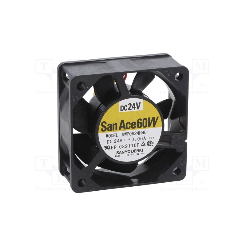 1 pcs x SANYO DENKI - 9WP0624H401 - Fan: DC, axial, 24VDC, 60x60x25mm, 31.8m3/h, 28dBA, ball bearing