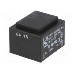 1 pcs x HAHN - BV EI 303 2885 - Transformer: encapsulated, 1.5VA, 230VAC, 7.5V, 200mA, PCB, BVEI