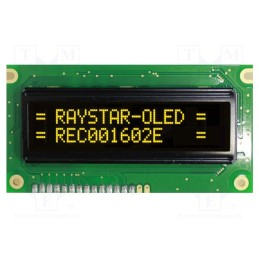 1 pcs x RAYSTAR OPTRONICS - REC001602EYPP5N00100 - Display: OLED, alphanumeric, 16x2, Dim: 84x44x10mm, yellow, PIN: 16