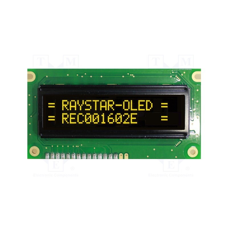 1 pcs x RAYSTAR OPTRONICS - REC001602EYPP5N00100 - Display: OLED, alphanumeric, 16x2, Dim: 84x44x10mm, yellow, PIN: 16