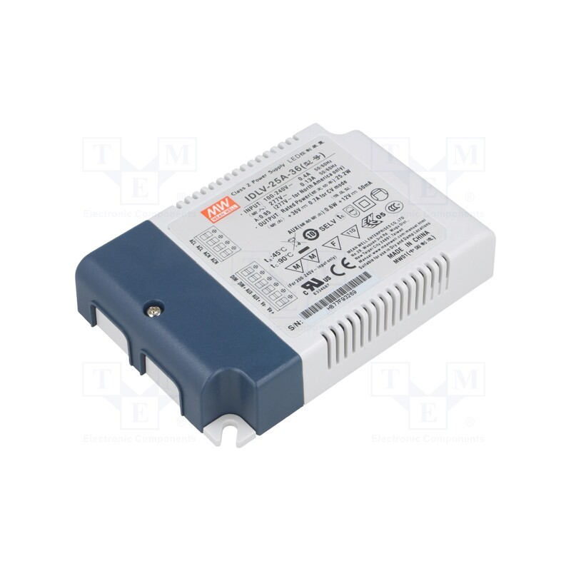1 pcs x MEAN WELL - IDLV-25A-36 - Power supply: switched-mode, LED, 25.2W, 36VDC, 0.7A, 90÷295VAC