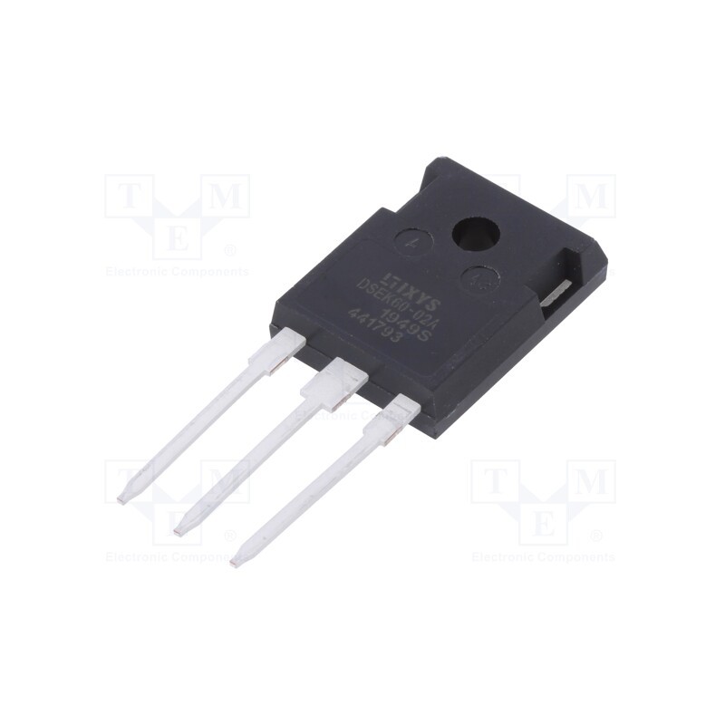 1 pcs x IXYS - DSEK60-02A - Diode: rectifying, THT, 200V, 34Ax2, , Ifsm: 325A, TO247-3, 125W