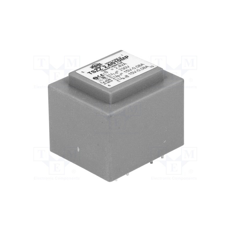 1 pcs x INDEL - TSZZ2.4/010MP - Transformer: encapsulated, 2.4VA, 230VAC, 15V, 15V, 80mA, 80mA, PCB