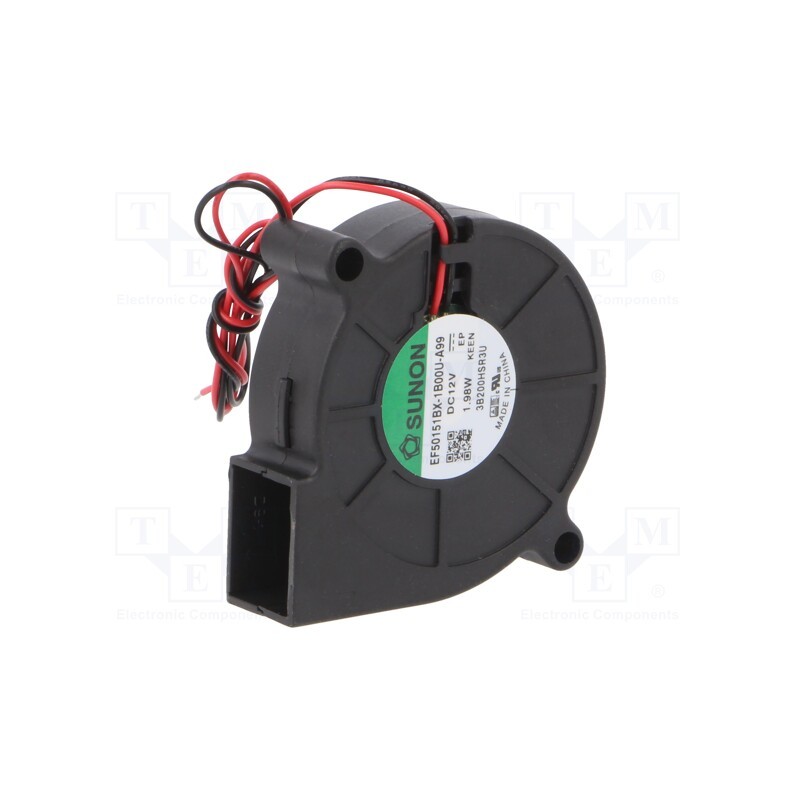 1 pcs x SUNON - EF50151BX-1B00U-A99 - Fan: DC, blower, 12VDC, 51.6x51.7x15mm, 9.17m3/h, 45.8dBA, 6200rpm