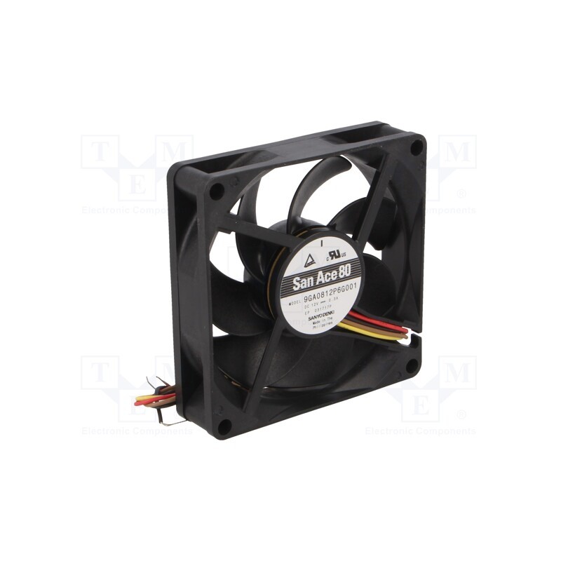 1 pcs x SANYO DENKI - 9GA0812P6G001 - Fan: DC, axial, 12VDC, 80x80x20mm, 103.2m3/h, 45dBA, ball bearing