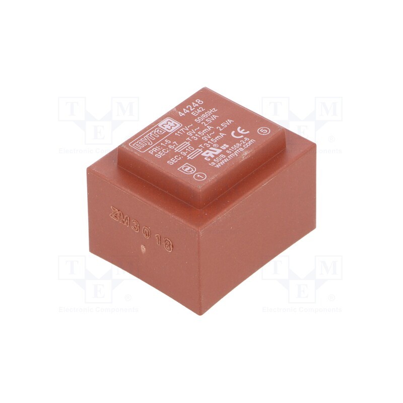 1 pcs x MYRRA - 44248 - Transformer: encapsulated, 5VA, 117VAC, 9V, 9V, 278mA, 278mA, PCB