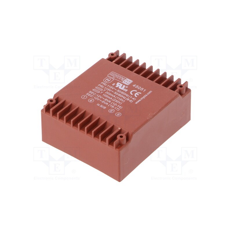 1 pcs x MYRRA - 45051 - Transformer: encapsulated, 18VA, 115VAC,230VAC, 12V, 12V, 750mA