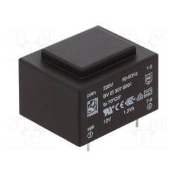 1 pcs x HAHN - BV EI 307 8001 - Transformer: encapsulated, 1.3VA, 230VAC, 12V, 108mA, PCB, BVEI