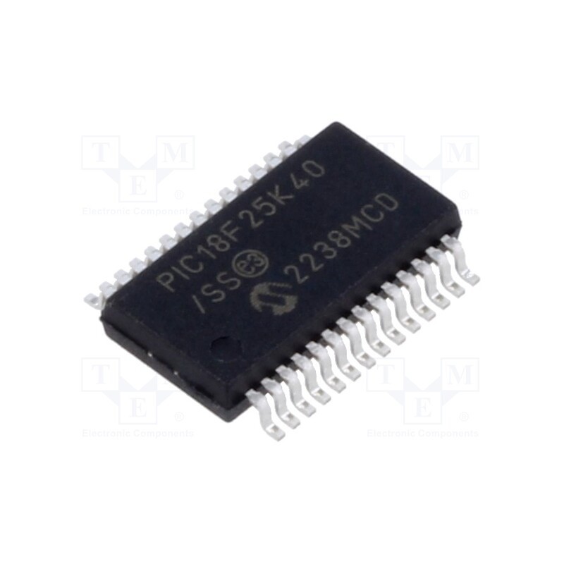 1 pcs x MICROCHIP TECHNOLOGY - PIC18F25K40-E/SS - IC: PIC microcontroller, 64MHz, 2.3÷5.5VDC, SMD, SSOP28, PIC18