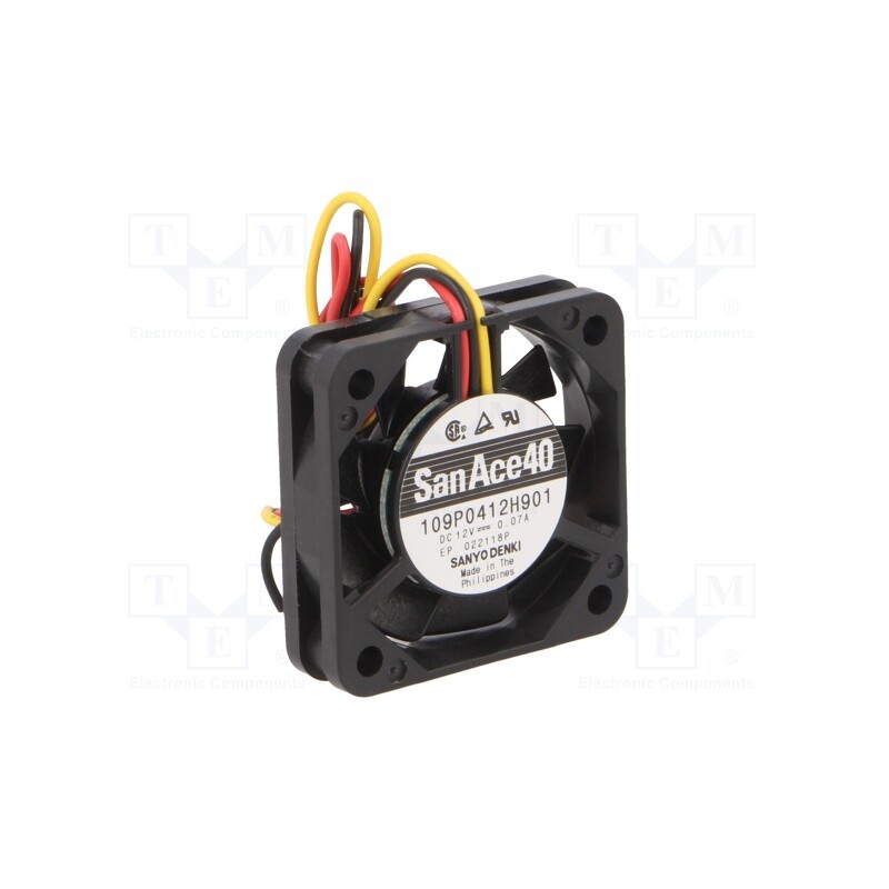 1 pcs x SANYO DENKI - 109P0412H901 - Fan: DC, axial, 12VDC, 40x40x10mm, 9m3/h, 25dBA, ball bearing