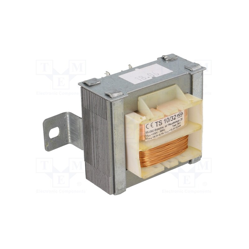 1 pcs x INDEL - TS 10/32 - Transformer: mains, 10VA, 230VAC, 18.3V, 8V, 340mA, 700mA, IP00