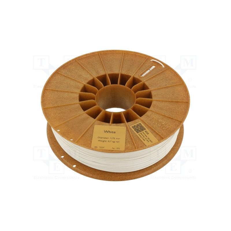 1 rol x ROSA 3D - 5907753131089 - Filament: ASA, 1.75mm, white, 220÷250°C, 700g, Table temp: 90÷110°C