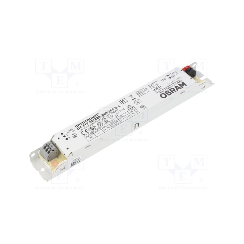 1 pcs x ams OSRAM - OT FIT 50/220-240/250 D L - Power supply: switched-mode, LED, 54W, 54÷216VDC, 250mA, IP20, 90%