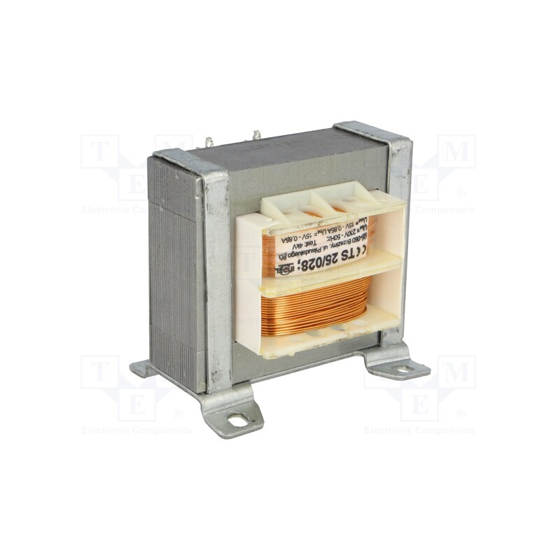1 pcs x INDEL - TS 25/028 - Transformer: mains, 25VA, 230VAC, 15V, 15V, 850mA, 850mA, screw type