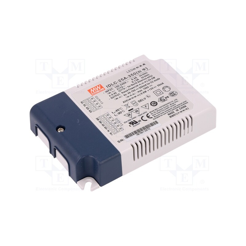 1 pcs x MEAN WELL - IDLC-25A-350 - Power supply: switched-mode, LED, 25W, 49.7VDC, 350mA, 90÷295VAC