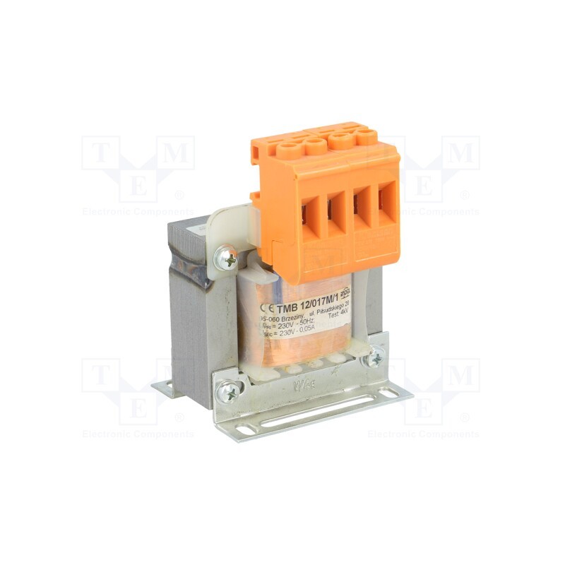 1 pcs x INDEL - TMB 12/017M/1 - Transformer: mains, 12VA, 230VAC, 230V, Leads: terminal block, IP00