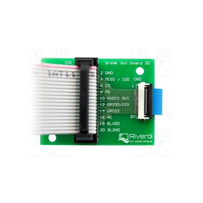 1 pcs x Riverdi - BREAK OUT BOARD 20 - Adapter, Features: ZIF 20pin socket
