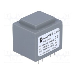 1 pcs x BREVE TUFVASSONS - TEZ2.6/D230/18-18V - Transformer: encapsulated, 2.5VA, 230VAC, 18V, 18V, 69.4mA, 69.4mA