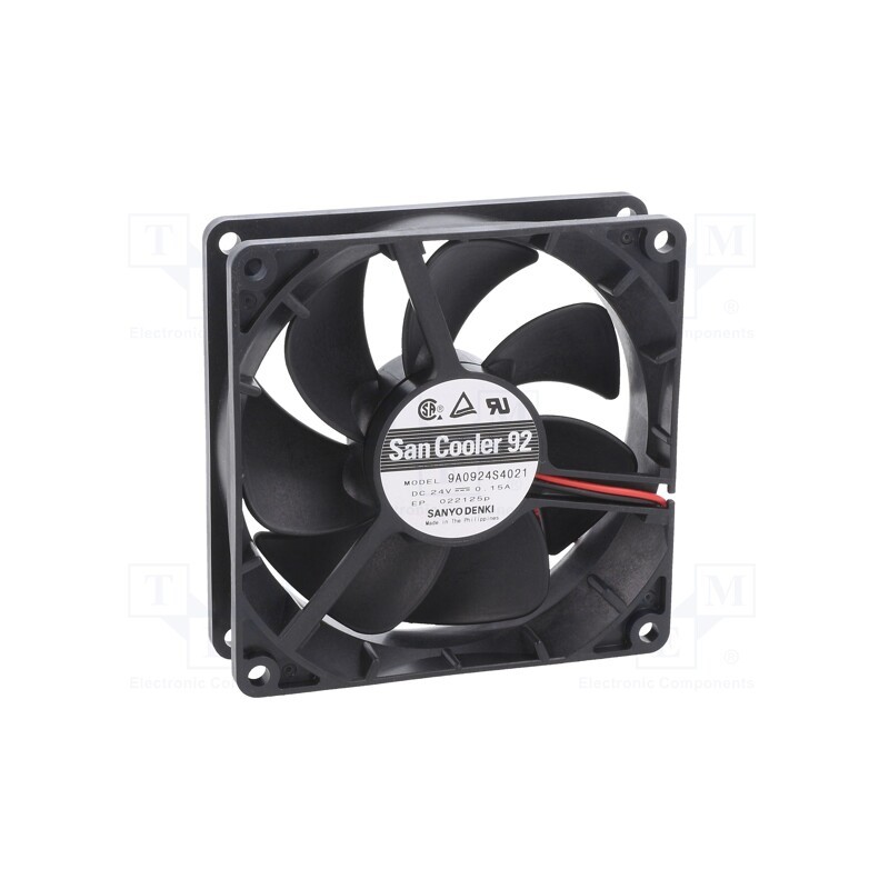 1 pcs x SANYO DENKI - 9A0924S4021 - Fan: DC, axial, 24VDC, 92x92x25mm, 99.6m3/h, 39dBA, ball bearing