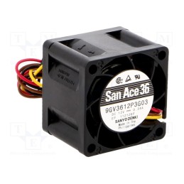 1 pcs x SANYO DENKI - 9GV3612P3G03 - Fan: DC, axial, 12VDC, 36x36x28mm, 24m3/h, 52dBA, ball bearing