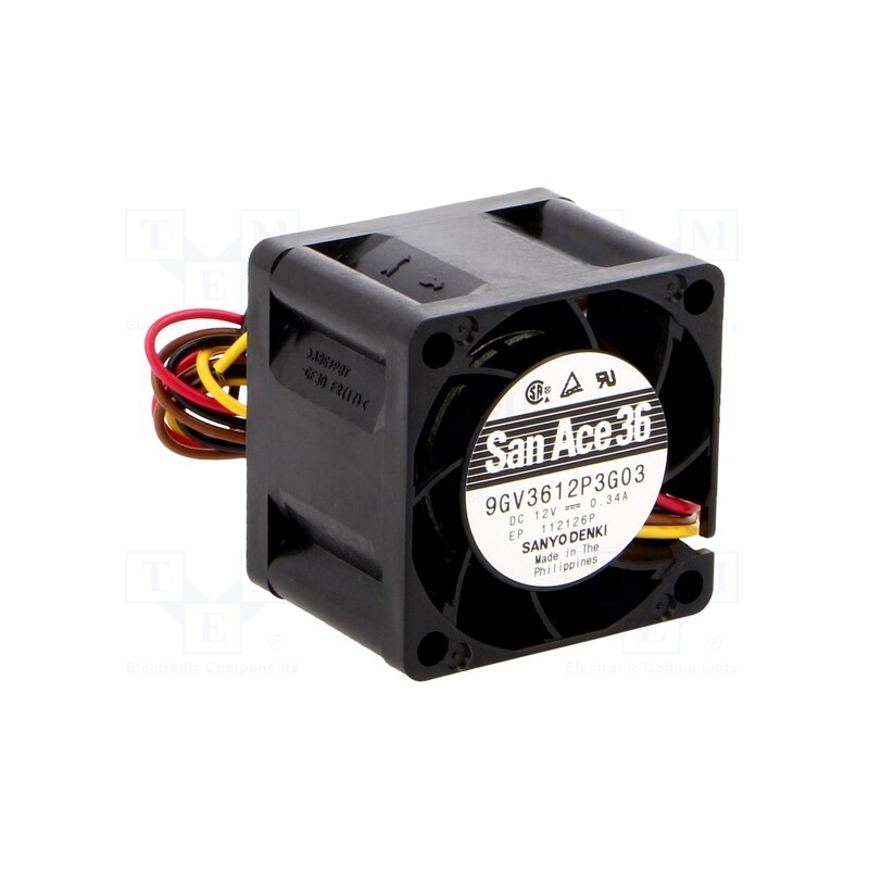 1 pcs x SANYO DENKI - 9GV3612P3G03 - Fan: DC, axial, 12VDC, 36x36x28mm, 24m3/h, 52dBA, ball bearing