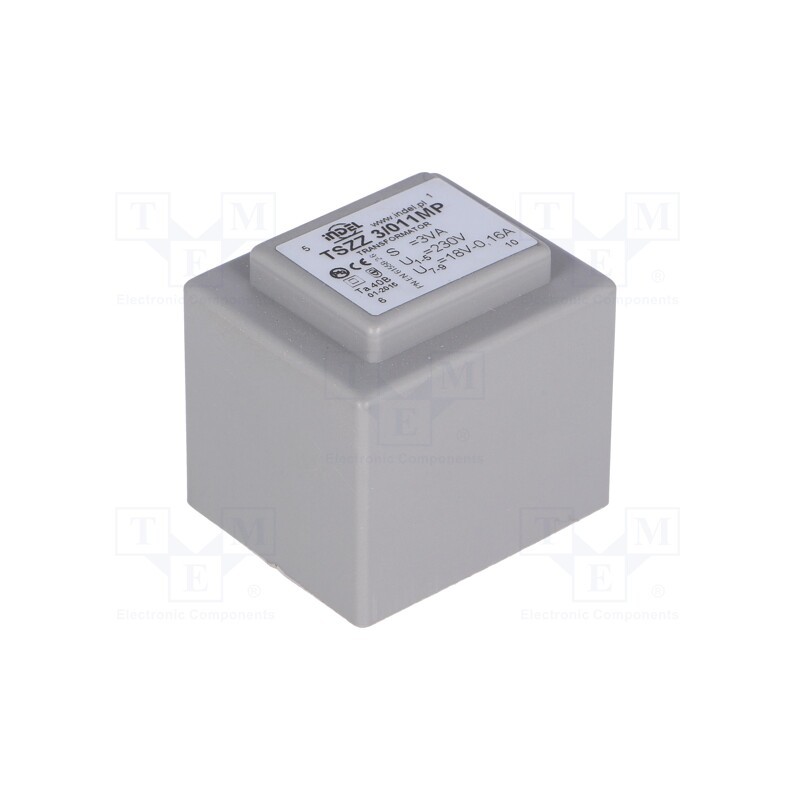 1 pcs x INDEL - TSZZ3/011MP - Transformer: encapsulated, 3VA, 230VAC, 18V, 160mA, PCB, IP00