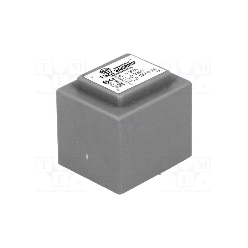 1 pcs x INDEL - TSZZ3/009MP - Transformer: encapsulated, 3VA, 230VAC, 15V, 200mA, PCB, IP00