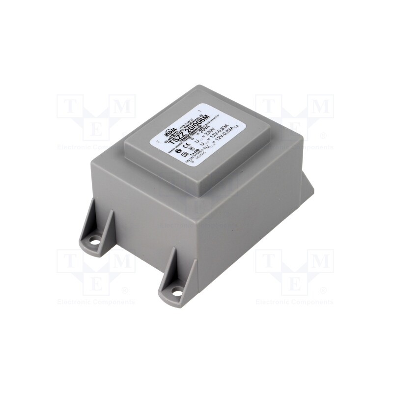 1 pcs x INDEL - TSZZ20/006M - Transformer: encapsulated, 20VA, 230VAC, 12V, 12V, 830mA, 830mA, PCB