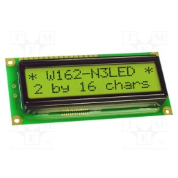 1 pcs x DISPLAY VISIONS - EA W162-N3LED - Display: LCD, alphanumeric, STN Positive, 16x2, yellow-green, LED